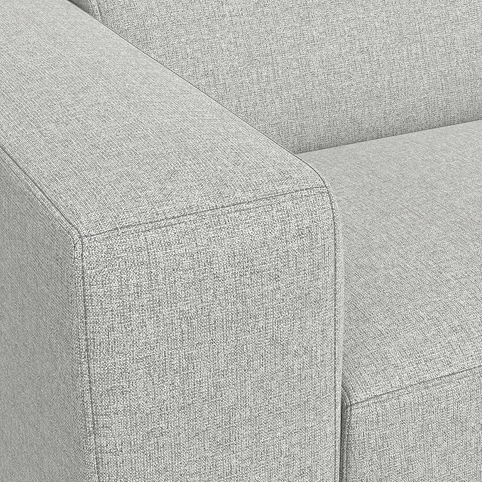SIMPLIHOME Rex Right Corner Sectional Modular Sofa and Ottoman Set in 100% Recycled Polyester Tightly Woven Performance Fabric, Pale Grey, 116-inch-wide L-Shaped Sofa and 34-inch-Wide Ottoman