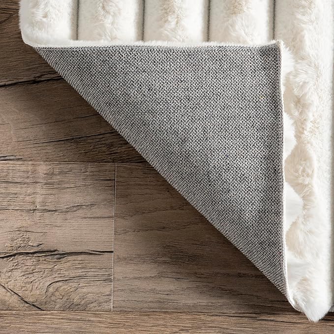 nuLOOM 6' x 9' Cozy Plush Area Rug, Machine Washable, Non-Slip, Soft Fluffy Shag Carpet for Living Room Bedroom Kids Room Nursery Home Decor, Kai Off-White