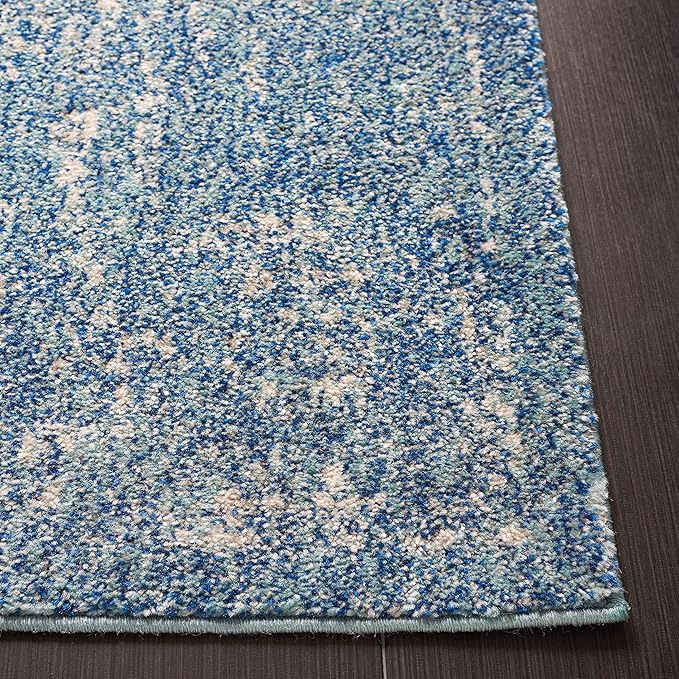 SAFAVIEH Area Rug 8x10 - Evoke Collection - Large - Blue & Ivory, Distressed Design, Non-Shedding & Easy Cleaning, Ideal for Living Room, Bedroom, Dining Space (EVK256C)