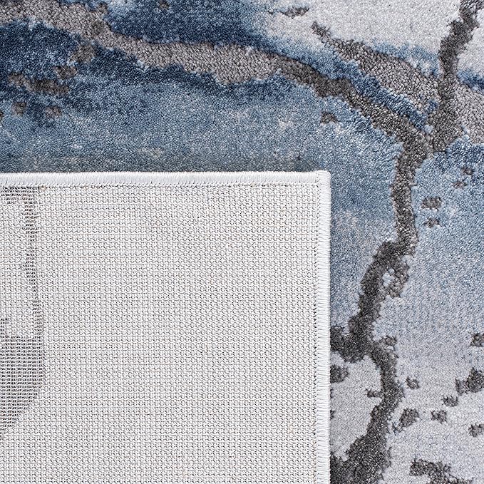 SAFAVIEH Craft Collection Runner Rug - 2'3" x 12', Grey & Blue, Modern Abstract Design, Non-Shedding & Easy Care, Ideal for High Traffic Areas in Living Room, Bedroom (CFT877L)