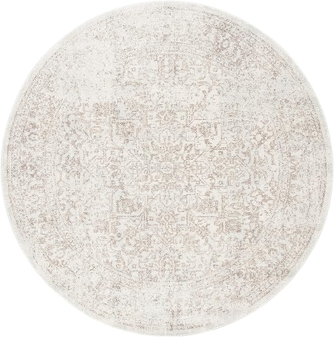 SAFAVIEH Evoke Collection Area Rug - 5' x 8' Oval, Ivory & Taupe, Distressed Design, Non-Shedding & Easy to Clean, Ideal for Living Room, Bedroom, Dining Space (EVK256E)