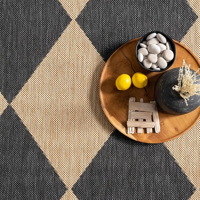 nuLOOM 5' x 8' Outdoor Performance Area Rug, Stain Resistant, Weather Resistant, High Traffic, Patio, Balcony, Outside, Sabina Dark Grey