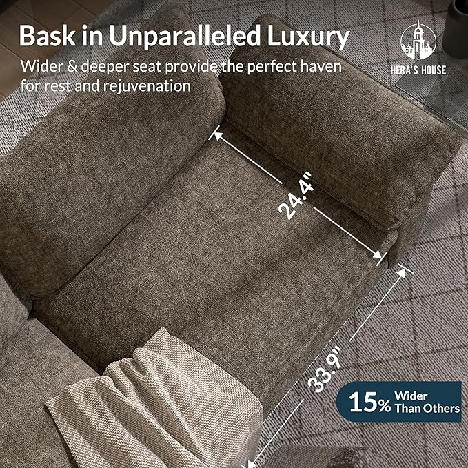 HERA'S HOUSE 158" Modular Sectional Sofa, Oversized U Shaped Couches for Living Room, Comfy Cloud Couch with Ottoman, 6-Seater Deep Seat Sofa with Throw Pillow, Chenille Ash
