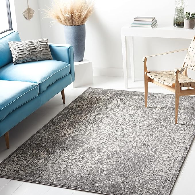 SAFAVIEH Evoke Collection 3' x 5' Grey/Ivory EVK256D Oriental Distressed Non-Shedding Living Room Bedroom Accent Rug