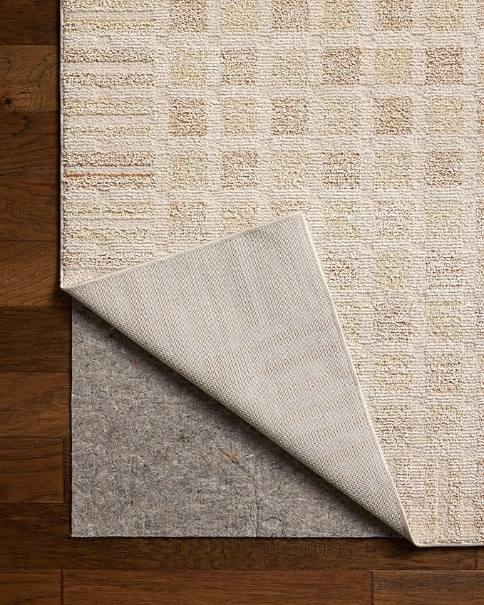 Loloi Chris Loves Julia Calvin Collection CLV-03 Bone/Natural 5'-3" x 7'-6" Area Rug Checkered Neutral Soft Living Room Bedroom Carpet