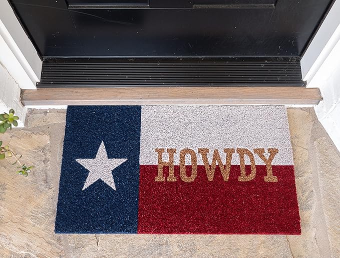 KAF Home Howdy Texas Coir Doormat with Heavy-Duty, Weather Resistant, Non-Slip PVC Backing | 17 by 30 Inches, 0.6 Inch Pile Height | Perfect for Indoor and Outdoor Use