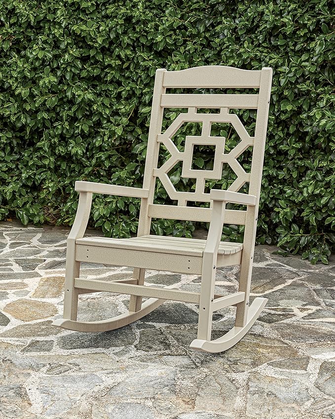 Martha Stewart by POLYWOOD® Chinoiserie Rocking Chair in Teak