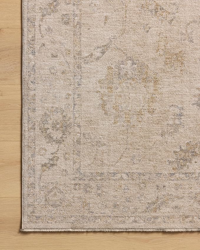 Loloi Chris Loves Julia Louisa Collection LOI-02 Oatmeal/Slate 9'-6" x 9'-6", .38" Pile Height, Round Area Rug