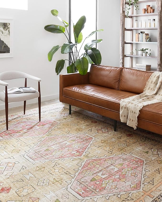 Loloi Skye Collection SKY-04 Gold/Blush 2'-6" x 12'-0" Runner Rug