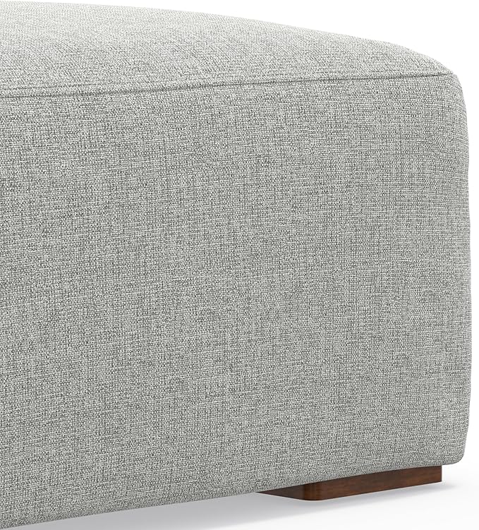 SIMPLIHOME Rex Modular Sofa and Ottoman Set in 100% Recycled Polyester Tightly Woven Performance Fabric, Pale Grey, 88-inch-Wide 2-Seater Couch and Matching 34-inch-Wide Table Ottoman for Living Room