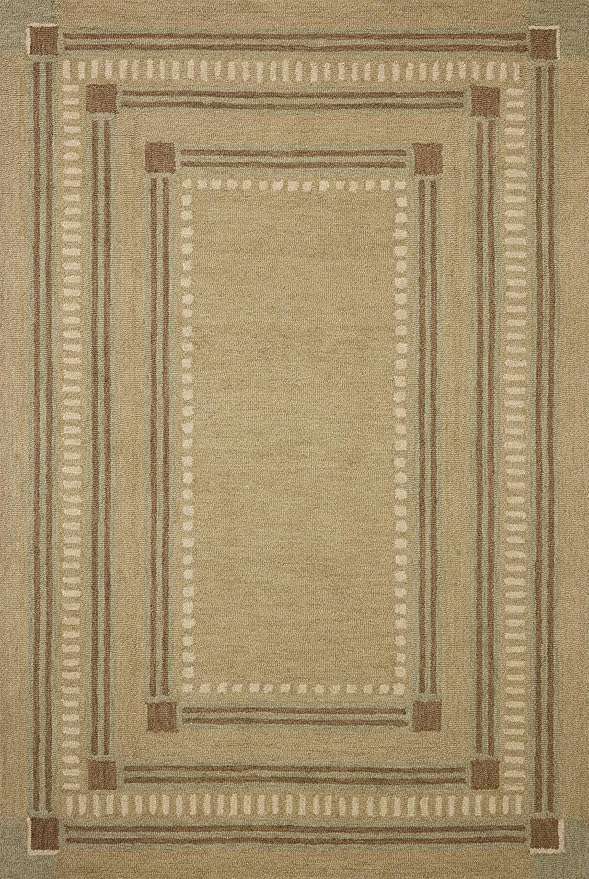 Loloi Chris Loves Julia Alfie Collection ALF-04 Green/Natural 2'-6" x 9'-9" Runner Rug Wool Neutral Living Bedroom Dining Carpet