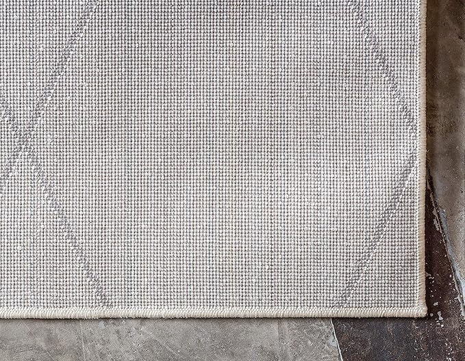 Unique Loom Trellis Frieze Collection Area Rug - Geometric (6' 1" x 9', Ivory/ Gray)
