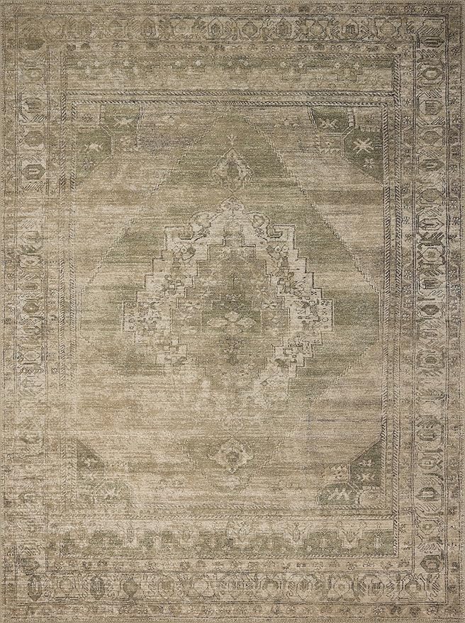 Loloi Amber Lewis Cambria Collection CBR-03 Sand/Olive 2'-6" x 7'-6" Runner Rug Jute, Neutral, Vintage Style, Antique Tone, Living, Bedroom, Dining, Carpet