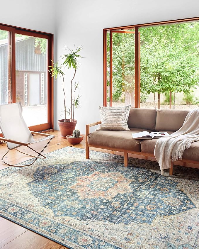 Loloi II Skye Collection SKY-12 Ocean/Multi 7'-6" x 9'-6" Area Rug