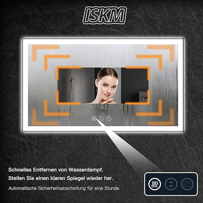 ISKM Framed LED Mirror for Bathroom 20"x28", Dimmable LED Bathroom Mirror with Lights, Anti-Fog, Front and Backlit Lighted Mirror 3-Colors, Shatterproof, Memory Function