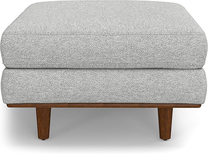 SIMPLIHOME Morrison 33-inch Wide Table Ottoman in Mist Grey Woven-Blend Fabric, Multifunctional Footrest, Coffee Table, or Extra Seating for Living Room, Mid-Century Modern Style