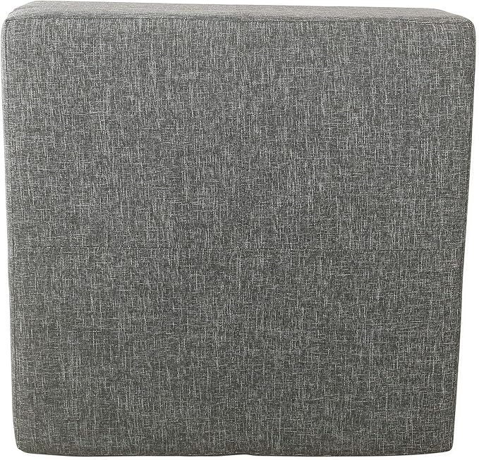 HomePop Square Storage Ottoman with Wood Legs, Slate Gray