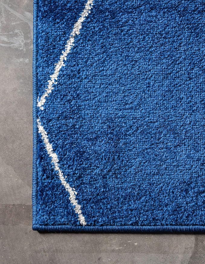 Unique Loom Trellis Frieze Collection Area Rug - Geometric (4' 1" x 6' 1", Navy Blue/ Ivory)