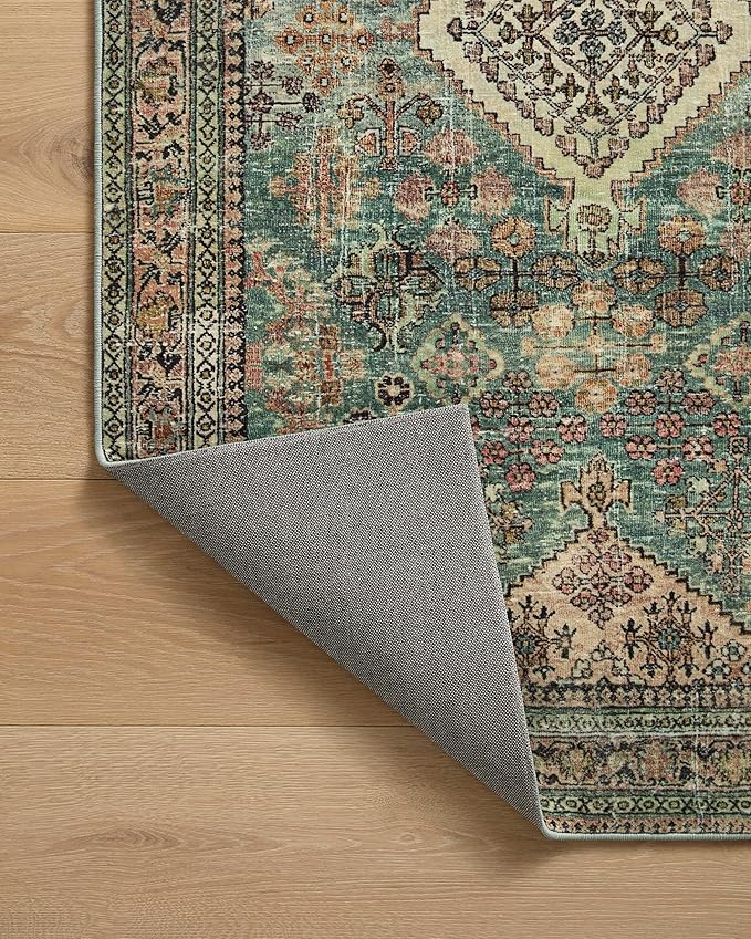 Loloi Magnolia Home by Joanna Gaines Sinclair Collection SIN-03 Turquoise/Multi 8'-6" x 11'-6", .25" Pile Height, Machine Washable, Area Rug