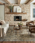 Loloi Magnolia Home by Joanna Gaines Banks Collection BAN-05 Spice/Blue 2'-6" x 9'-6", .13" Pile Height, Machine Washable, Runner Rug