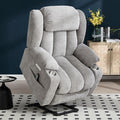 Power Lift Chair for Elderly, Electric Recliner Chair with 8-Point Vibration Massage and Lumbar Heating, Charging Ports, Cup Holders, Standing Assistance Reclining - Light Gray