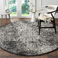 SAFAVIEH Evoke Collection Area Rug - 3' Round, Black & Grey, Distressed Design, Non-Shedding & Easy to Clean, Ideal for Foyer, Bedroom, Accent Space (EVK256R)
