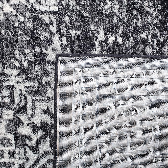 SAFAVIEH Evoke Collection 3' x 5' Black / Grey EVK256R Oriental Distressed Non-Shedding Living Room Bedroom Accent Rug