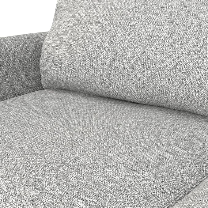 SIMPLIHOME Livingston 90-inch Wide Sofa in Mist Grey Woven-Blend Fabric, Handcrafted Mid-Century Modern Oversized 3-Seater Couch Sofa for Living Room or Family Room, Solid Wood Frame
