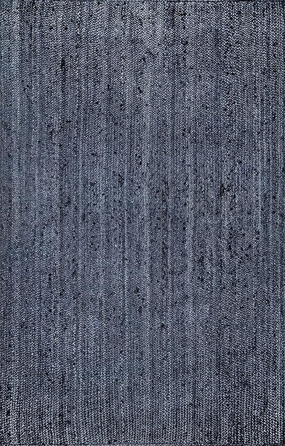 nuLOOM 6x9 Rigo Jute Hand Woven Area Rug, Navy, Solid Farmhouse Design, Natural Fiber, For Bedroom, Living Room, Dining Room, Hallway, Office, Kitchen, Entryway