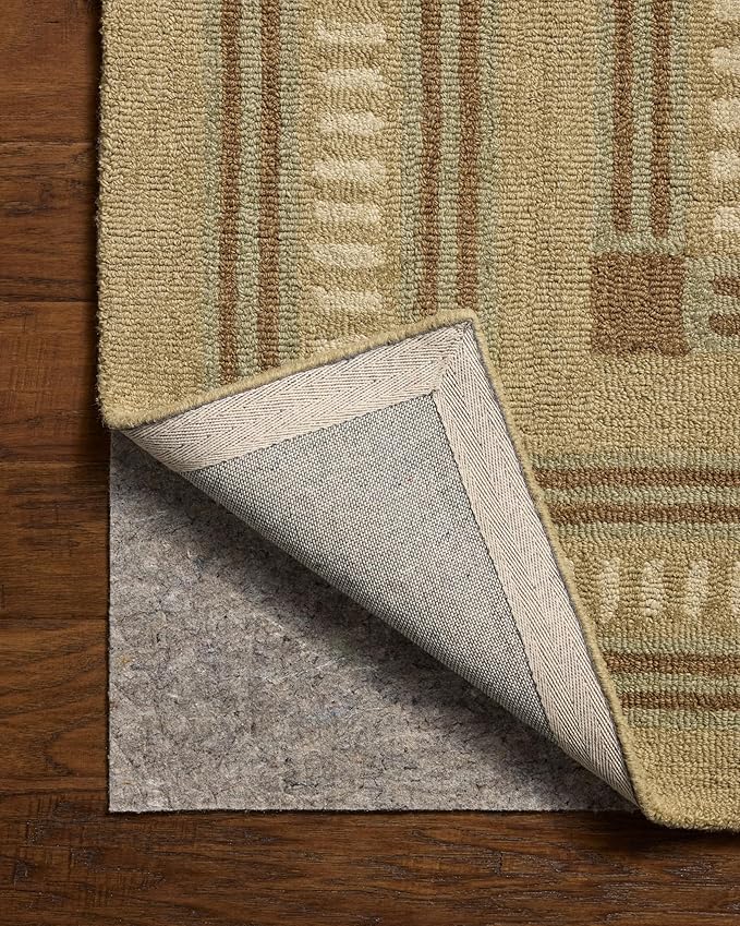 Loloi Chris Loves Julia Alfie Collection ALF-04 Green/Natural 2'-6" x 9'-9" Runner Rug Wool Neutral Living Bedroom Dining Carpet
