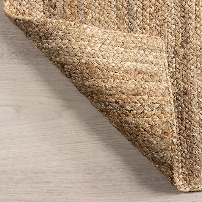 nuLOOM 3x5 Rigo Jute Hand Woven Area Rug, Natural, Solid Farmhouse Design, Natural Fiber, For Bedroom, Living Room, Dining Room, Hallway, Office, Kitchen, Entryway