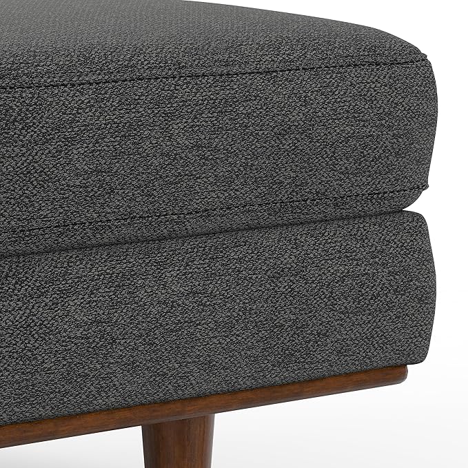 SIMPLIHOME Morrison 49-inch Wide Table Ottoman in Charcoal Grey Woven-Blend Fabric, Multifunctional Footrest, Coffee Table, or Extra Seating for Living Room, Mid-Century Modern Style