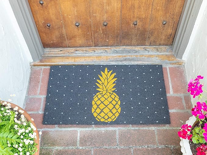 KAF Home Coir Doormat with Heavy-Duty, Weather Resistant, Non-Slip PVC Backing | 17 by 30 Inches, 0.6 Inch Pile Height | Perfect for Indoor and Outdoor Use (Pineapple)