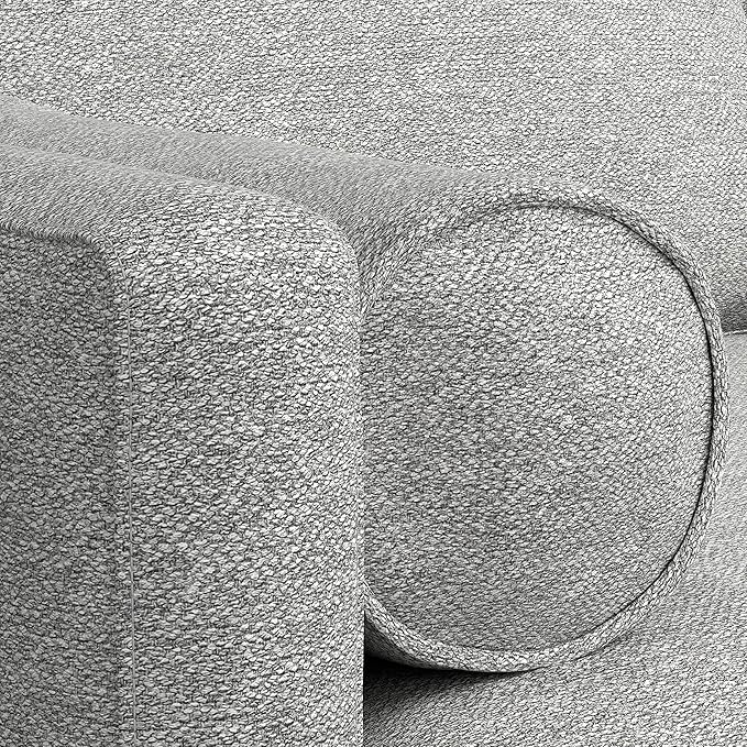 SIMPLIHOME Morrison Mid-Century Modern 89 inch Wide Sofa with Ottoman Set in Mist Grey Woven-Blend Fabric for the Living Room and Family Room