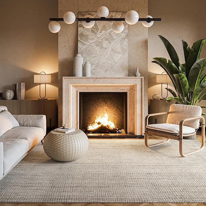 nuLOOM Ashli Solid Farmhouse Jute Area Rug, 6x9, Off-White