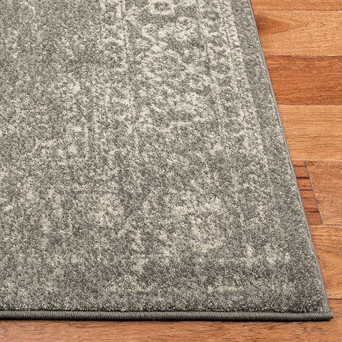 SAFAVIEH Evoke Collection 2'2" x 19' Silver / Ivory EVK256S Oriental Distressed Non-Shedding Living Room Bedroom Runner Rug