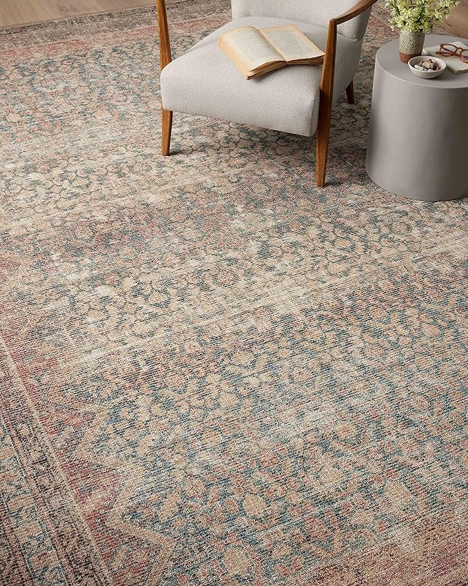 Loloi Angela Rose Aubrey Collection AUB-03 Ocean/Spice 5'-0" x 5'-0", .19" Pile Height, Round Area Rug