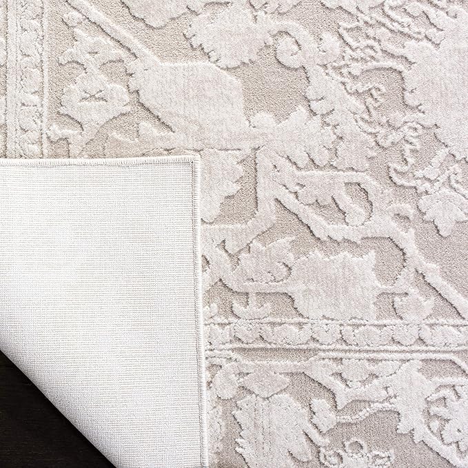 SAFAVIEH Reflection Collection Area Rug - 6'7" Square, Cream & Ivory, Non-Shedding & Easy Cleaning, Ideal for Living Room, Bedroom (RFT665D)