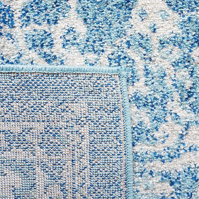 SAFAVIEH Area Rug 8x10 - Evoke Collection - Large - Blue & Ivory, Distressed Design, Non-Shedding & Easy Cleaning, Ideal for Living Room, Bedroom, Dining Space (EVK256C)