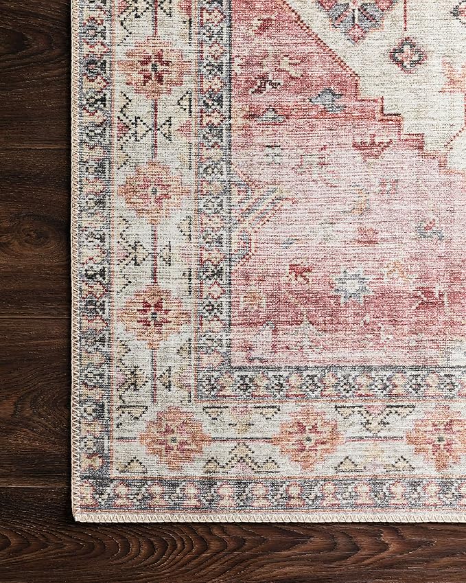 Loloi Skye Collection SKY-02 Ivory/Berry 2'-0" x 5'-0" Accent Rug