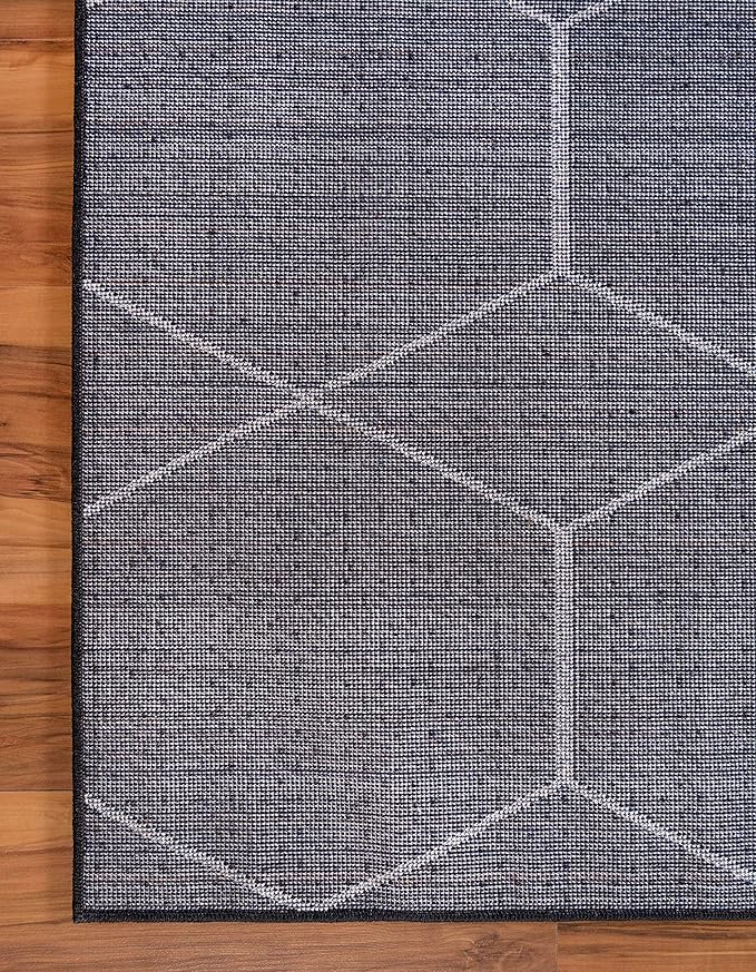 Unique Loom Trellis Frieze Collection Area Rug - Geometric (7' 1" x 10', Black/ Ivory)