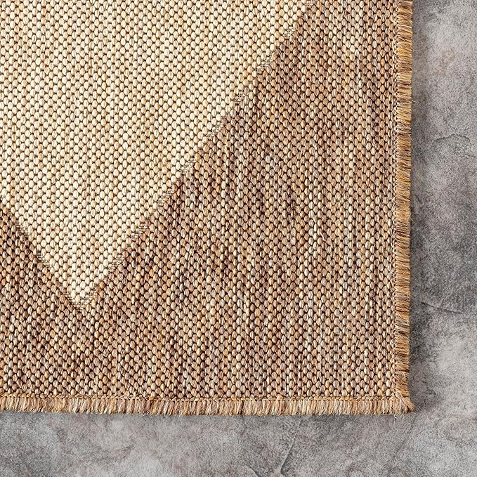 nuLOOM Outdoor Performance Collection Sabina Brown/Ivory, 8' Round, Soft and Cozy, High Traffic, Stain Resistant, Easy Clean, Durable Area Rug for Indoor/Outdoor Patio, Deck, Porch, Garden, Courtyard