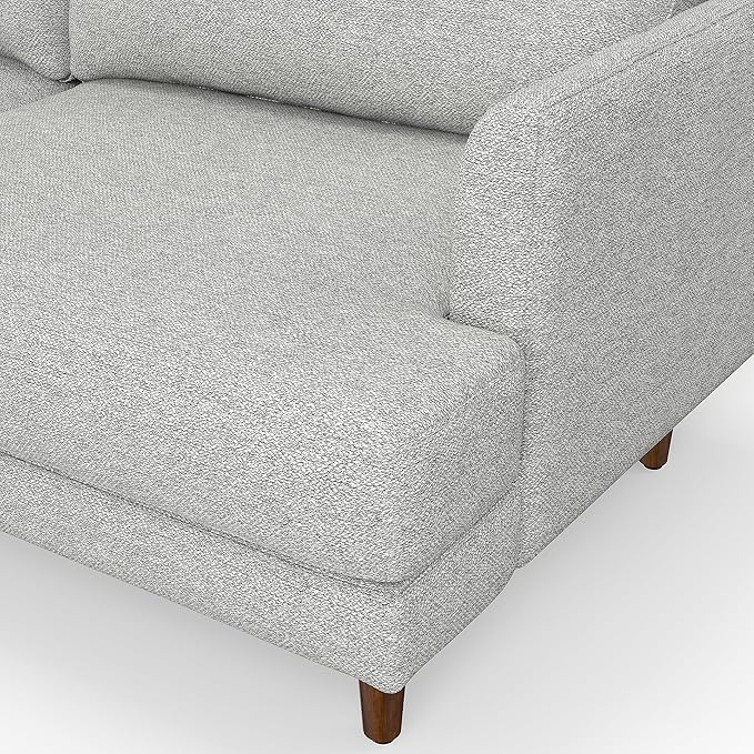 SIMPLIHOME Livingston 90-inch Wide Sofa in Mist Grey Woven-Blend Fabric, Handcrafted Mid-Century Modern Oversized 3-Seater Couch Sofa for Living Room or Family Room, Solid Wood Frame