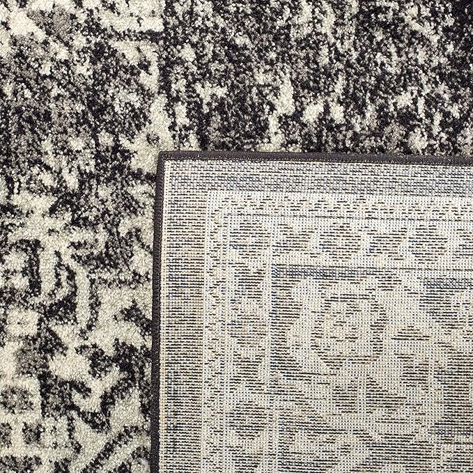 SAFAVIEH Area Rug 8x10 - Evoke Collection - Large - Black & Grey, Distressed Design, Non-Shedding & Easy Cleaning, Ideal for Living Room, Bedroom, Dining Space (EVK256R)
