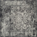 SAFAVIEH Evoke Collection Area Rug - 3' Square, Black & Grey, Distressed Design, Non-Shedding & Easy to Clean, Ideal for Foyer, Bedroom, Accent Space (EVK256R)