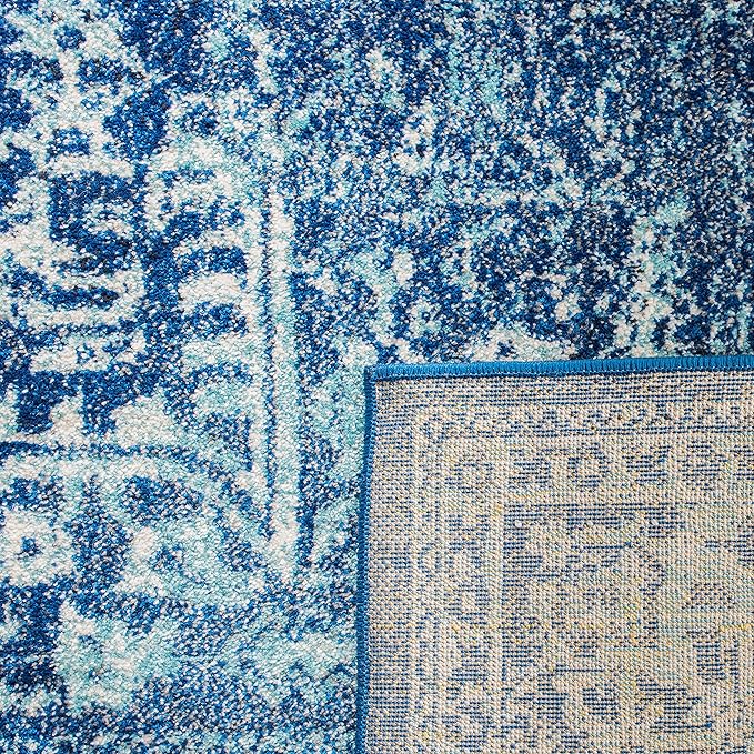 SAFAVIEH Evoke Collection 2'2" x 21' Navy/Ivory EVK256A Oriental Distressed Non-Shedding Living Room Bedroom Runner Rug